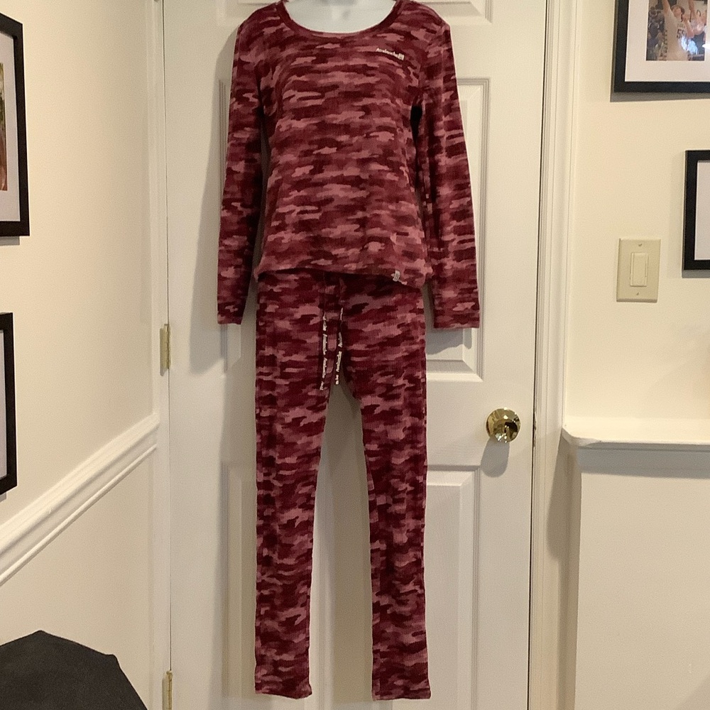 AVALANCHE Women’s Pink Camo Fleece Warm Soft Cabincore Cozy Comfy Pajama Set M